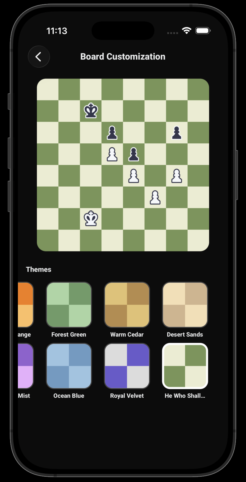 Board customization screen with theme options