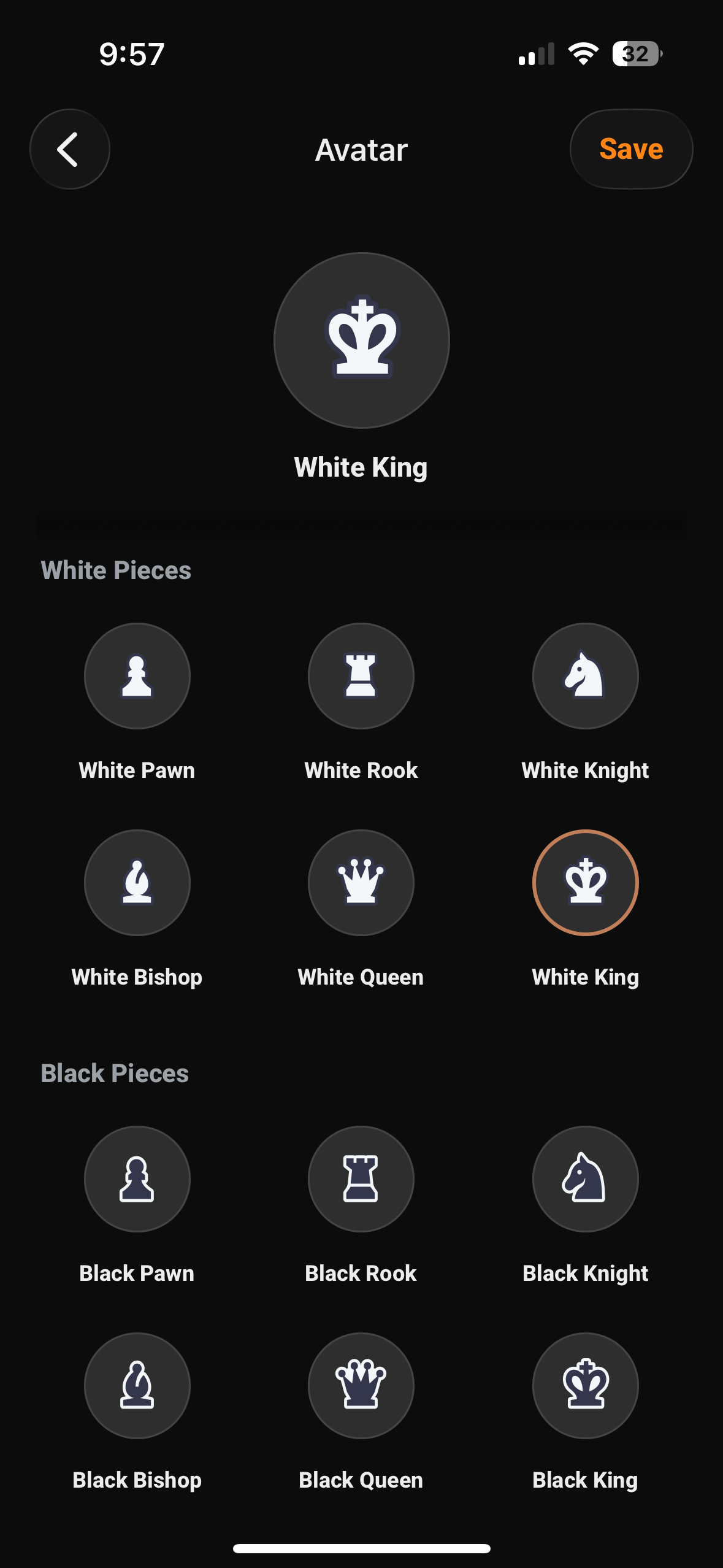 Avatar customization screen
