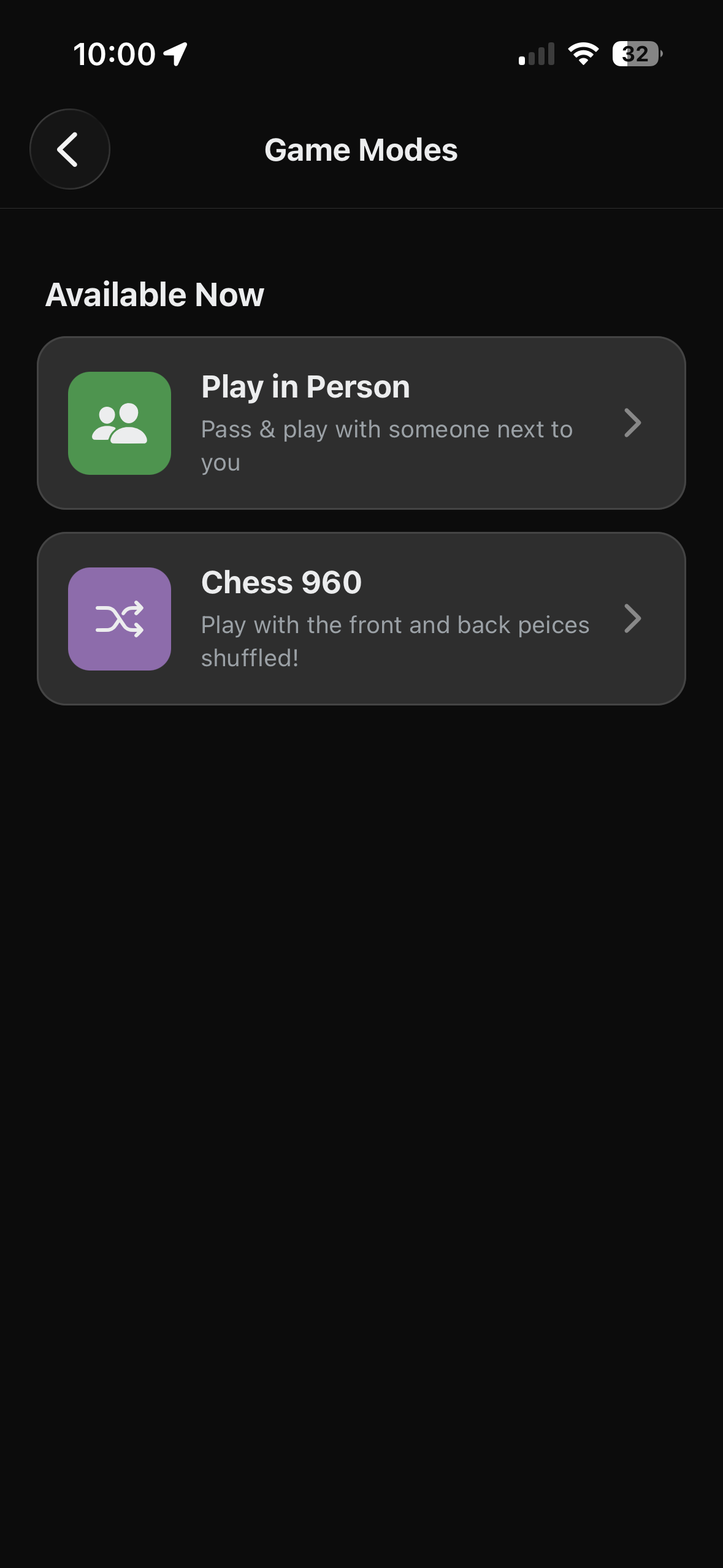 Game mode selection